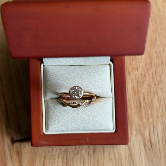 Diamond Engagement Ring Set 14k Rose Gold - Picture 2 of 5